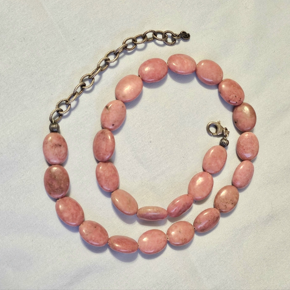 Carolyn Pollack Southwest Sterling Silver Pink Rhodonite Beaded Necklace Pendant - Picture 8 of 8